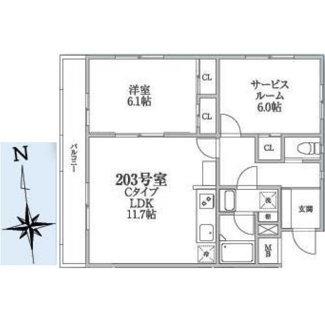 ＨＳ茅ヶ崎 203号室 間取り