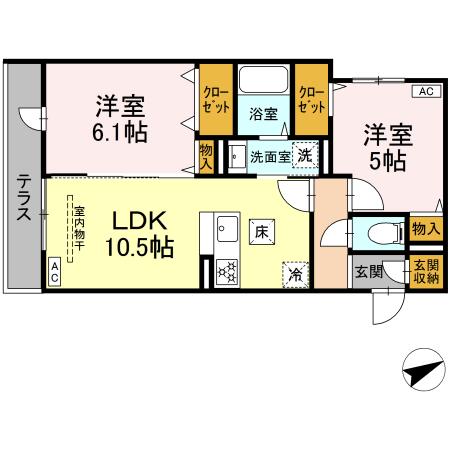 グリーンハウス 102号室 間取り