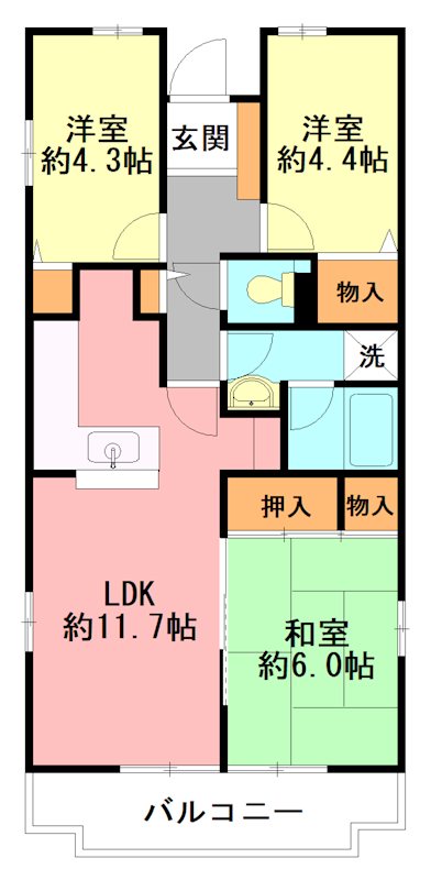 ヒルズ南戸塚３号棟 701号室 間取り