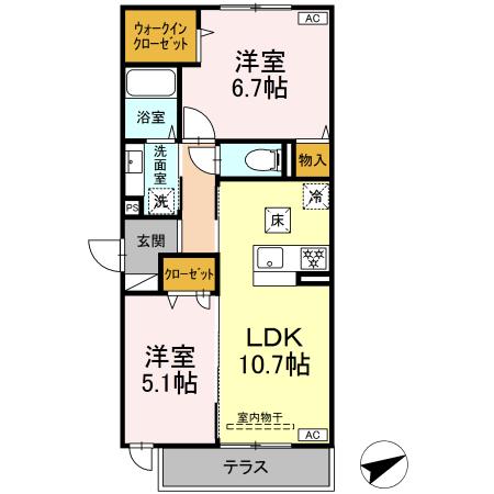 グリーンハウス 103号室 間取り