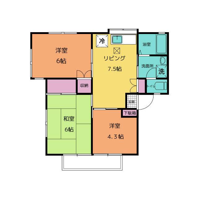 大胡田ハイツB 201号室 間取り
