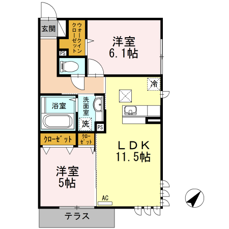 グランマール 101号室 間取り