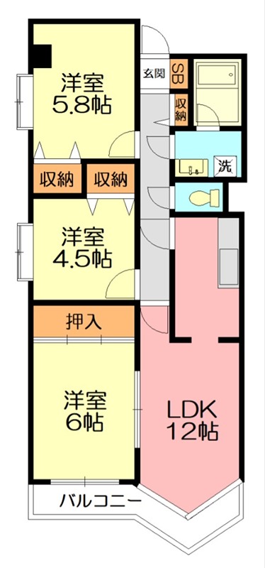 エンゼルパレス 307号室 間取り