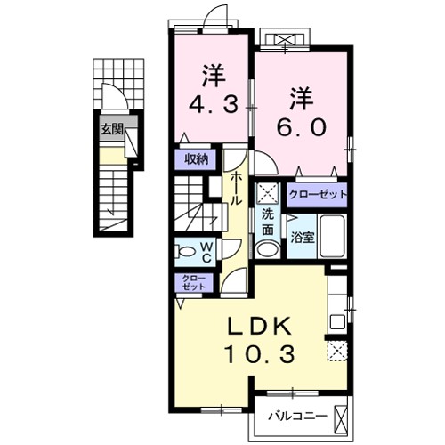 ＣＡＲＯＬＩＮＥ　Ⅱ 201号室 間取り