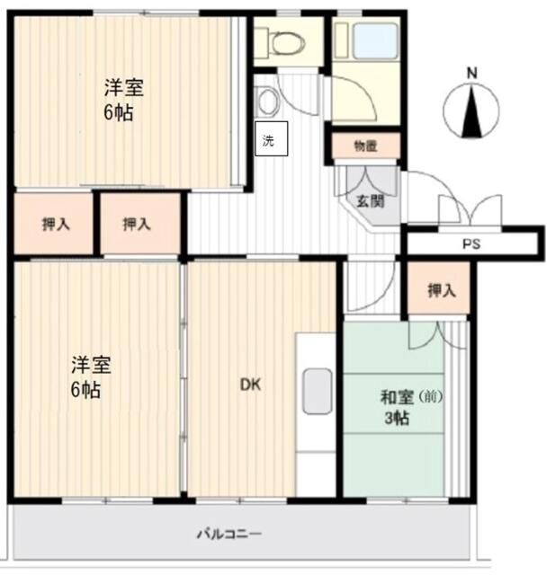 港南台めじろ団地３８号棟 504号室 間取り