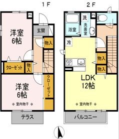 メゾネット萩山 103号室 間取り