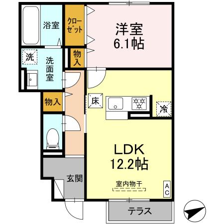 ロイヤルムーン 105号室 間取り