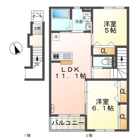 ヴェルデュール 202号室 間取り