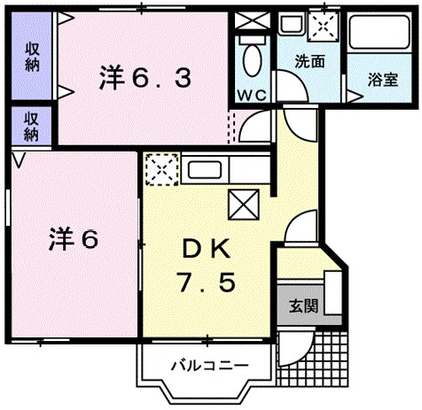 パルテール 101号室 間取り