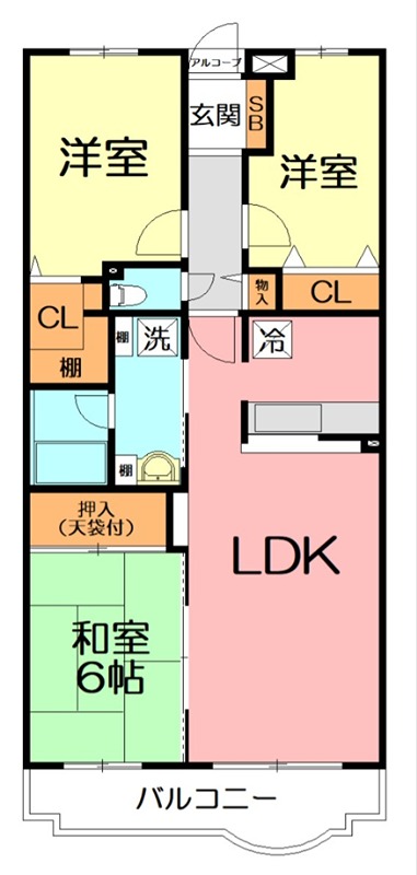 メゾンベール壱番館 208号室 間取り
