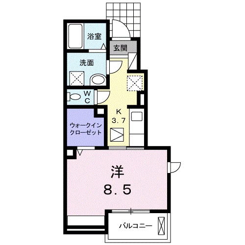 プラナス湘南　Ｂ 101号室 間取り