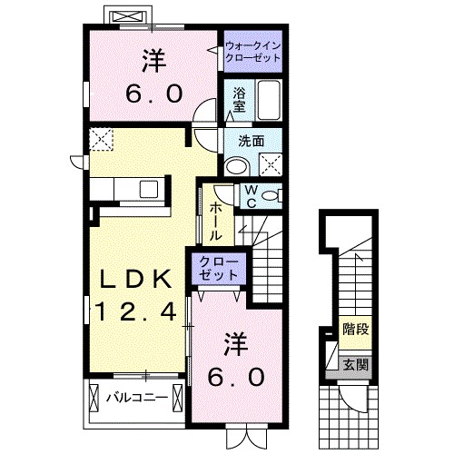 チチェローネ B 201号室 間取り