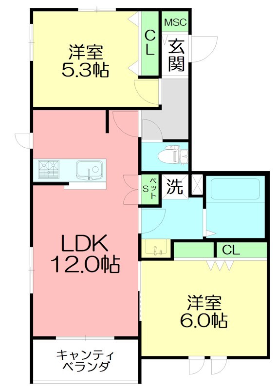 Bon voyage Zushi 201号室 間取り