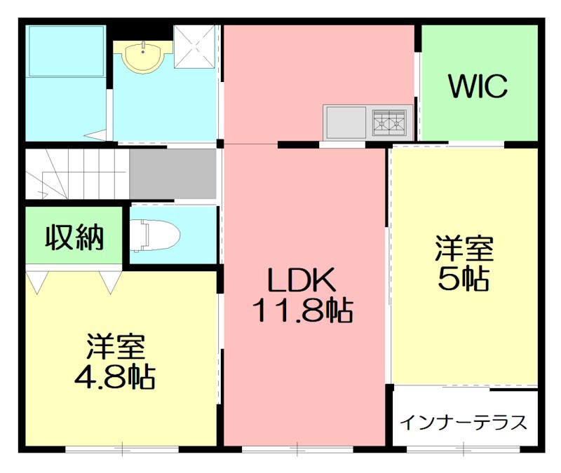 (仮称)小田原市飯泉アパート新築工事 202号室 間取り