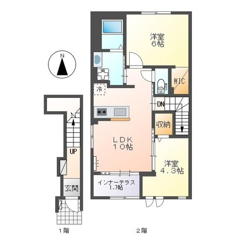 (仮称)小田原市中町アパート新築工事 201号室 間取り