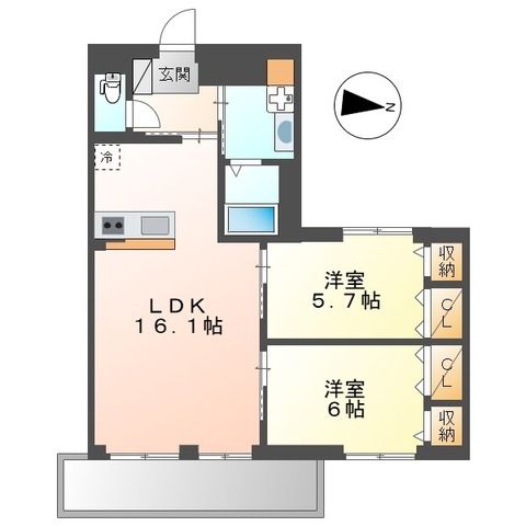 ディアパレス宮の前 103号室 間取り