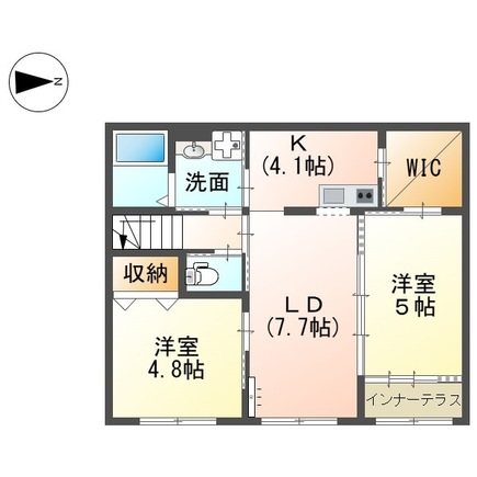 (仮称)小田原市飯泉アパート新築工事 202号室 間取り