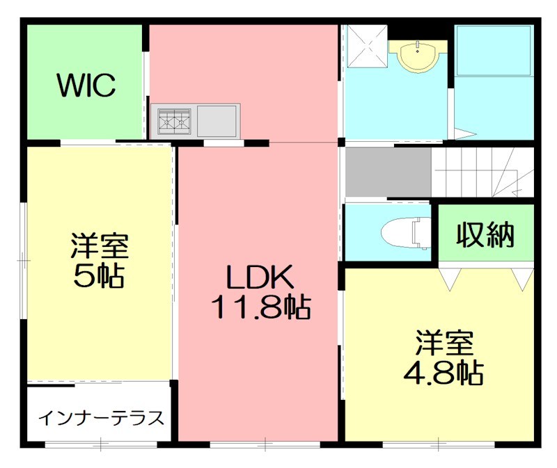 (仮称)小田原市飯泉アパート新築工事 201号室 間取り