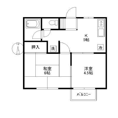 フラッツ片瀬山Ⅰ 201号室 間取り