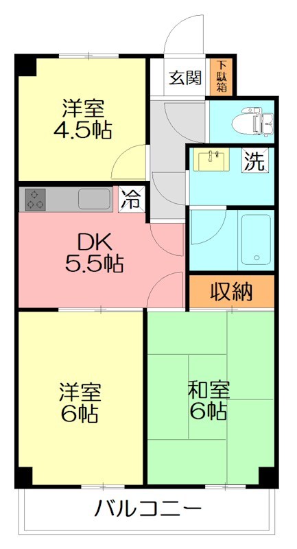 マンションアドミール 3F号室 間取り