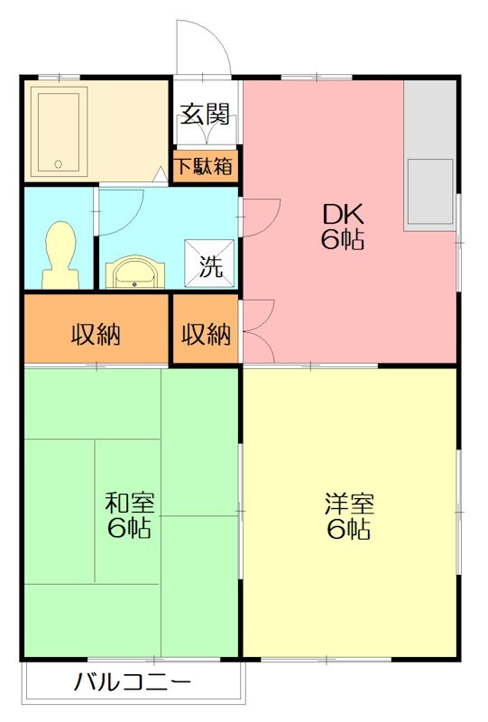 第２楠ハイツ 201号室 間取り