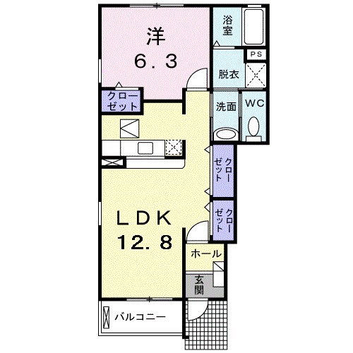 クラール曽比 101号室 間取り