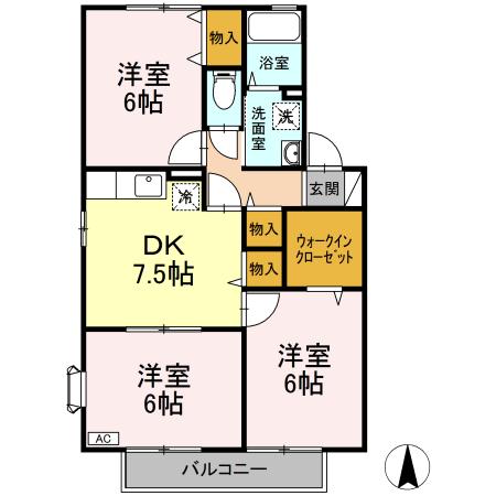 グランドスクエア　B 202号室 間取り