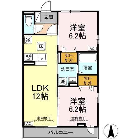 マリンヴィラージュ 201号室 間取り