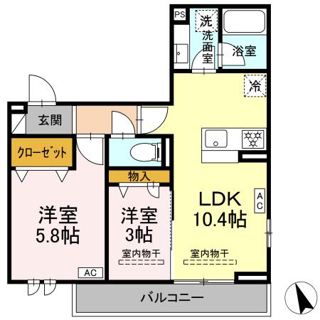 ライラック大船 302号室 間取り