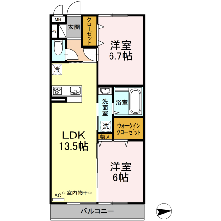 アンソレイエ 302号室 間取り