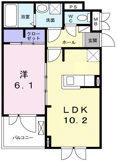 フラッツ・トライアングル 201号室 間取り