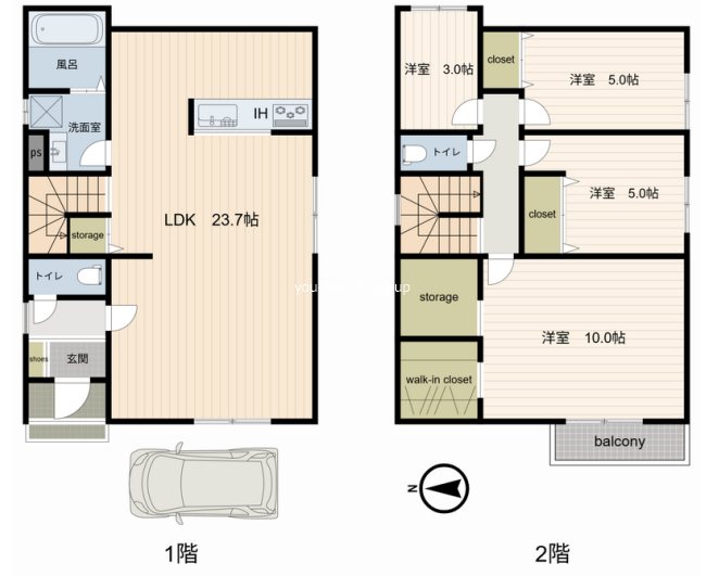 南足柄市塚原 貸家 間取り