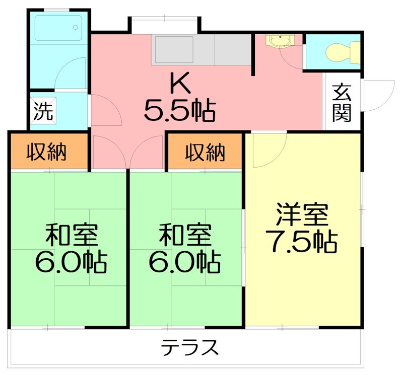 的場第2アパート 202号室 間取り