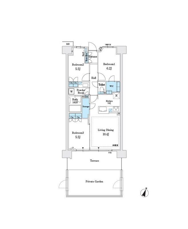 パークホームズ茅ヶ崎中央公園 102号室 間取り