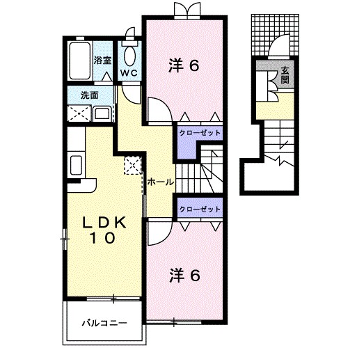 プリムローズ K 202号室 間取り