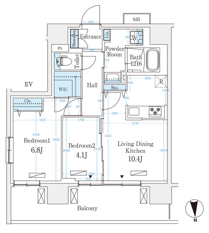 ハビテ本厚木 1405号室 間取り