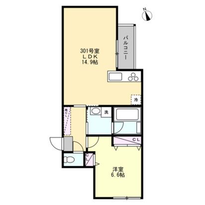 ベイルーム藤沢長後 301号室 間取り