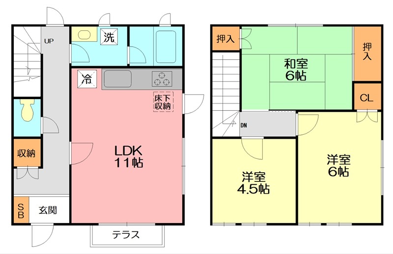 レイモンドハウスＢ棟  B2号室 間取り