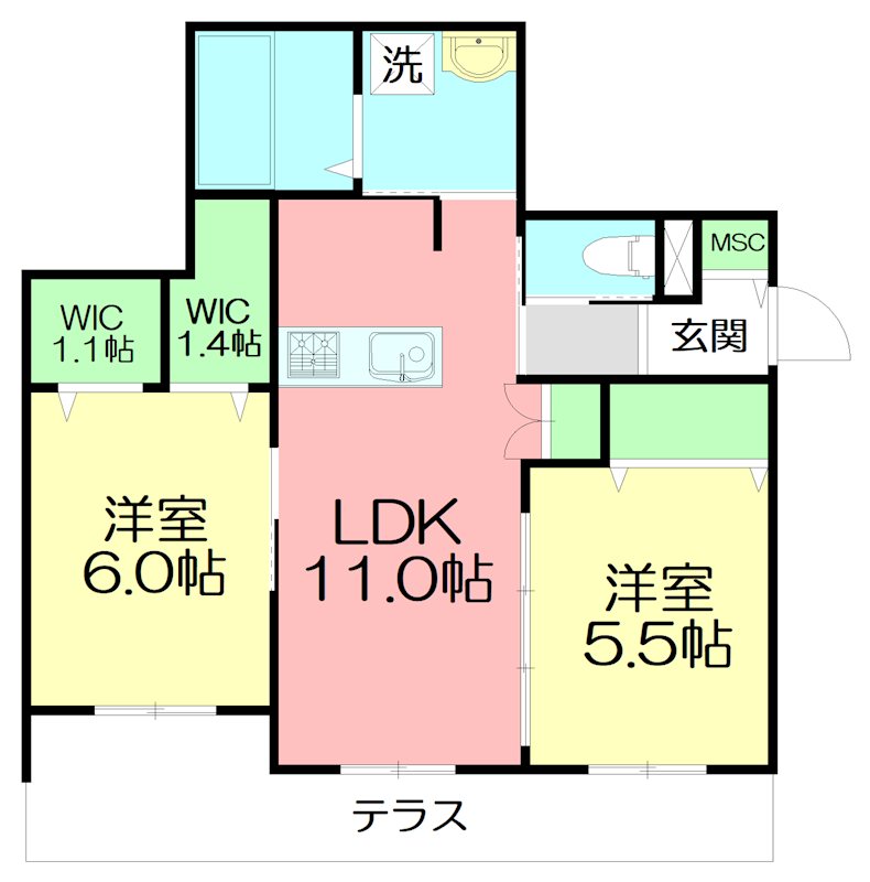 Ｖｉｌｌａ　Ｌｕｃｉｏｌａ 104号室 間取り