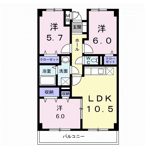 ファインウッド 303号室 間取り