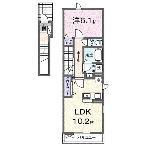 メゾンドＣ．Ｗ　Ⅱ 201号室 間取り