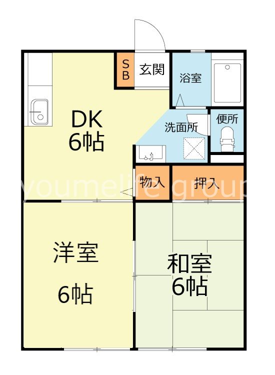リバーサイドハイツC 202号室 間取り