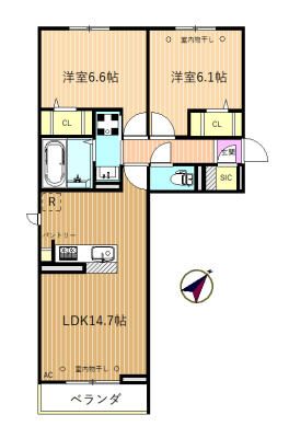 カメリア 303号室 間取り