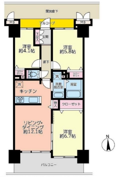 サーパス本厚木 802号室 間取り