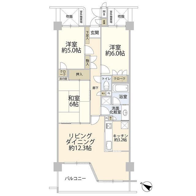 コンセール弥生台（０００５６３３） 3F号室 間取り
