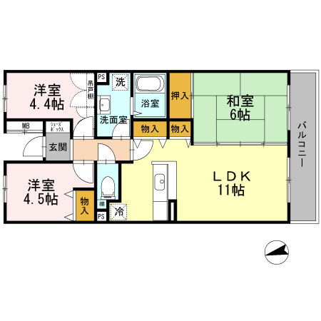 Bellevue壱番館 216号室 間取り