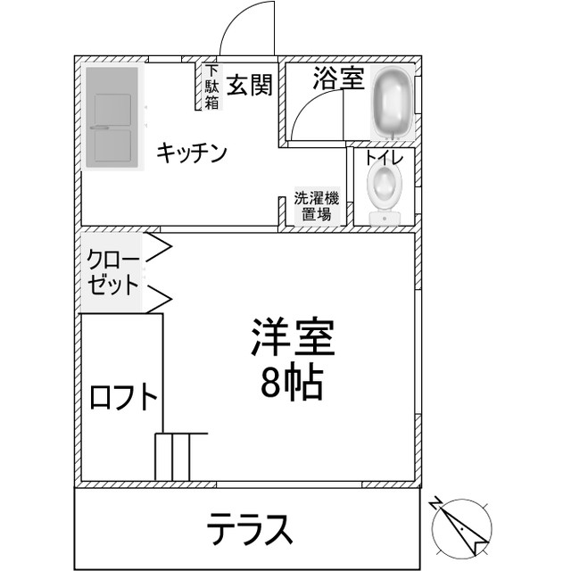 ドミールＦＵＫＡＧＡＷＡ　Ⅱ 102号室 間取り