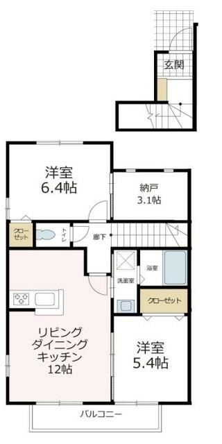 シャルマン 203号室 間取り