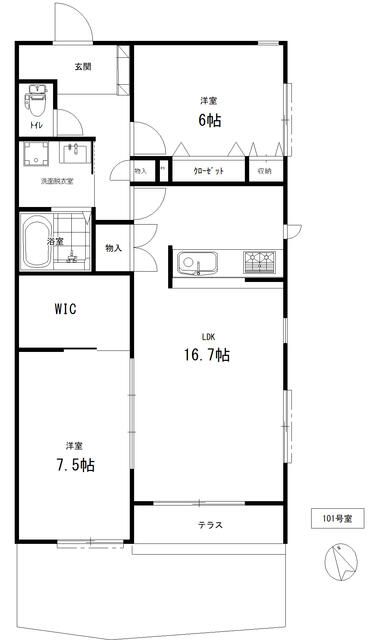 ウィスマ・インダⅡ 101号室 間取り