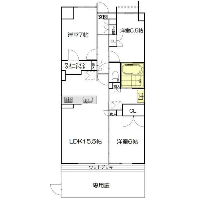 プレミスト湘南辻堂アクアフェイス 1F号室 間取り